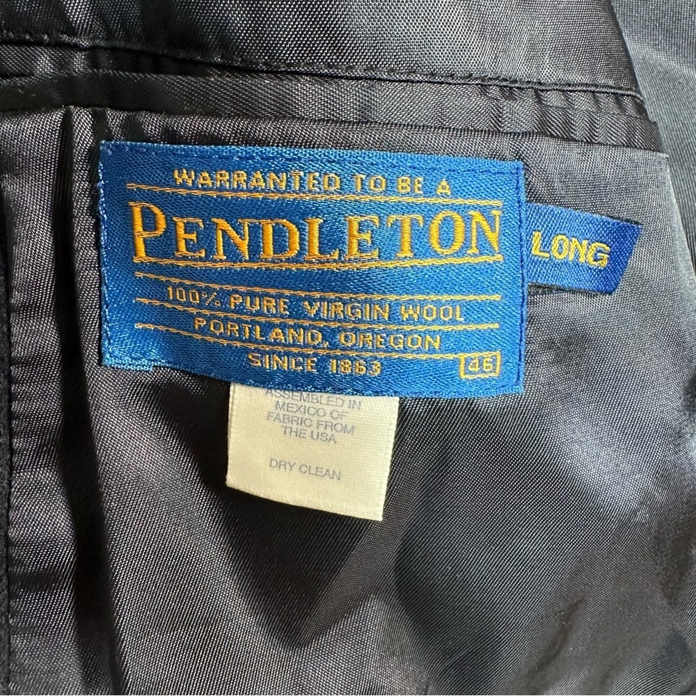 Vintage Pendleton Blazer Men's 46 Long Navy 100% Pure Virgin Wool Suit Jacket - Picture 6 of 9